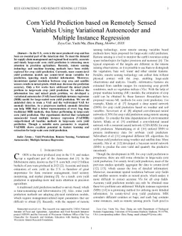 Corn Yield Prediction based on Remotely Sensed Variables Using
  Variational Autoencoder and Multiple Instance Regression
