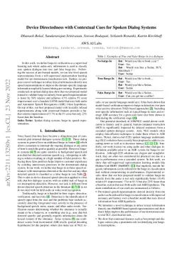Device Directedness with Contextual Cues for Spoken Dialog Systems