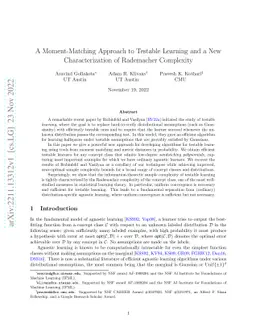 A Moment-Matching Approach to Testable Learning and a New
  Characterization of Rademacher Complexity