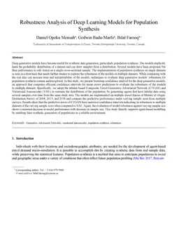 Robustness Analysis of Deep Learning Models for Population Synthesis