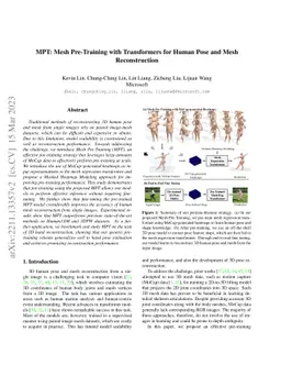 MPT: Mesh Pre-Training with Transformers for Human Pose and Mesh
  Reconstruction