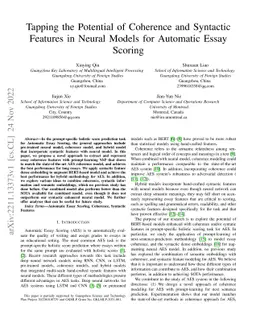 Tapping the Potential of Coherence and Syntactic Features in Neural
  Models for Automatic Essay Scoring