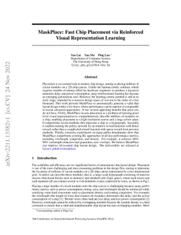 MaskPlace: Fast Chip Placement via Reinforced Visual Representation
  Learning