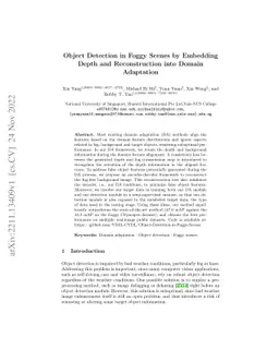 Object Detection in Foggy Scenes by Embedding Depth and Reconstruction
  into Domain Adaptation