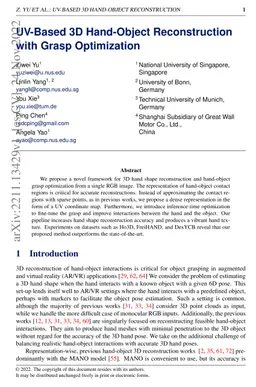 UV-Based 3D Hand-Object Reconstruction with Grasp Optimization