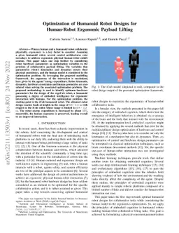 Optimization of Humanoid Robot Designs for Human-Robot Ergonomic Payload
  Lifting