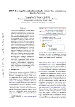 TSGP: Two-Stage Generative Prompting for Unsupervised Commonsense
  Question Answering