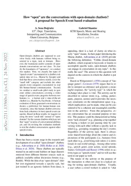 How "open" are the conversations with open-domain chatbots? A proposal
  for Speech Event based evaluation