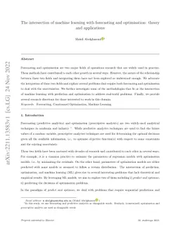 The intersection of machine learning with forecasting and optimisation:
  theory and applications