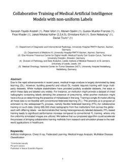 Collaborative Training of Medical Artificial Intelligence Models with
  non-uniform Labels