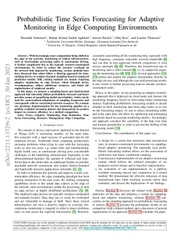 Probabilistic Time Series Forecasting for Adaptive Monitoring in Edge
  Computing Environments