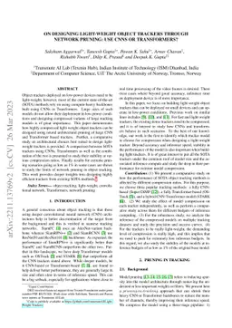 On Designing Light-Weight Object Trackers through Network Pruning: Use
  CNNs or Transformers?