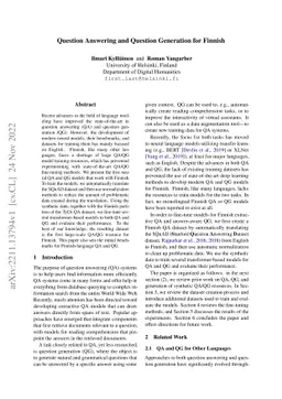 Question Answering and Question Generation for Finnish