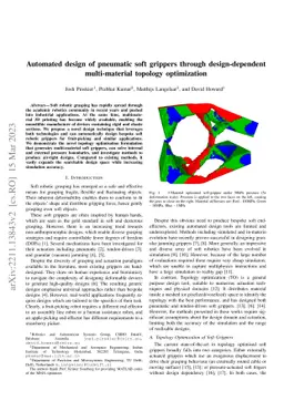 Automated design of pneumatic soft grippers through design-dependent
  multi-material topology optimization