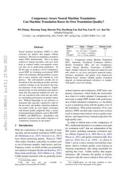 Competency-Aware Neural Machine Translation: Can Machine Translation
  Know its Own Translation Quality?