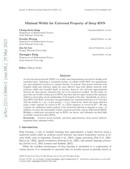 Minimal Width for Universal Property of Deep RNN
