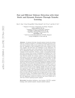 Fast and Efficient Malware Detection with Joint Static and Dynamic
  Features Through Transfer Learning