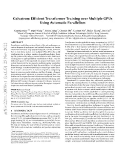 Galvatron: Efficient Transformer Training over Multiple GPUs Using
  Automatic Parallelism