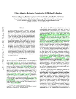 Policy-Adaptive Estimator Selection for Off-Policy Evaluation