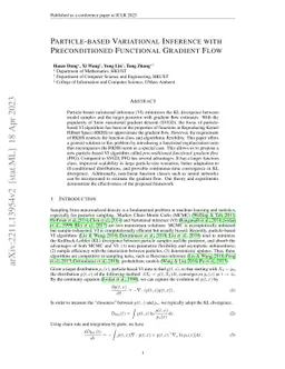 Particle-based Variational Inference with Preconditioned Functional
  Gradient Flow