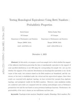 Testing Homological Equivalence Using Betti Numbers