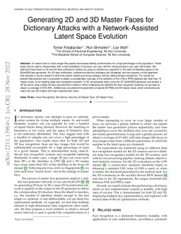 Generating 2D and 3D Master Faces for Dictionary Attacks with a
  Network-Assisted Latent Space Evolution