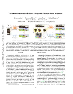 Unsupervised Continual Semantic Adaptation through Neural Rendering