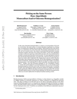 Picking on the Same Person: Does Algorithmic Monoculture lead to Outcome
  Homogenization?