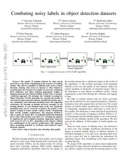 Combating noisy labels in object detection datasets