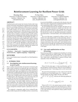 Reinforcement Learning for Resilient Power Grids