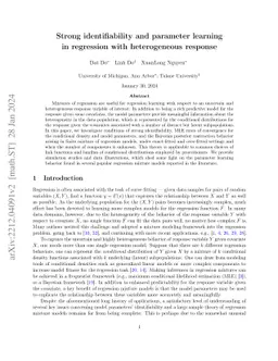 Strong identifiability and parameter learning in regression with
  heterogeneous response
