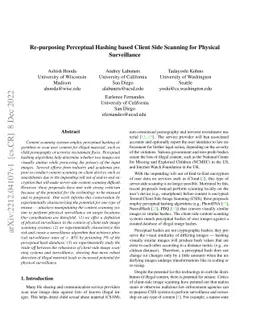 Re-purposing Perceptual Hashing based Client Side Scanning for Physical
  Surveillance