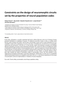 Constraints on the design of neuromorphic circuits set by the properties
  of neural population codes