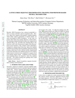 Lattice-Free Sequence Discriminative Training for Phoneme-Based Neural
  Transducers