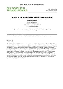 A Rubric for Human-like Agents and NeuroAI