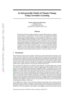 An Interpretable Model of Climate Change Using Correlative Learning