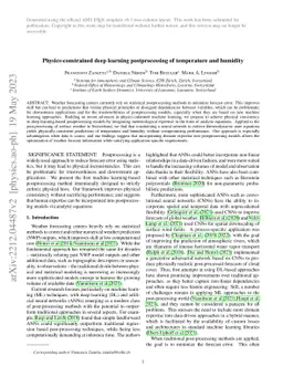 Physics-constrained deep learning postprocessing of temperature and
  humidity