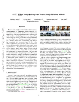 SINE: SINgle Image Editing with Text-to-Image Diffusion Models