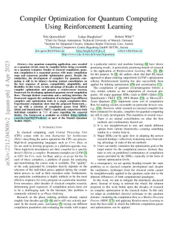 Compiler Optimization for Quantum Computing Using Reinforcement Learning