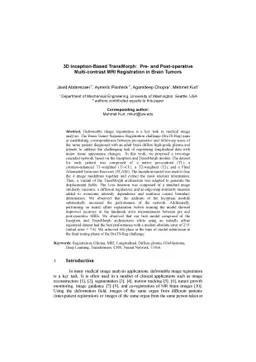 3D Inception-Based TransMorph: Pre- and Post-operative Multi-contrast
  MRI Registration in Brain Tumors