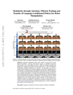 Modularity through Attention: Efficient Training and Transfer of
  Language-Conditioned Policies for Robot Manipulation