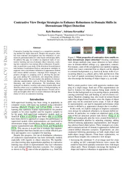 Contrastive View Design Strategies to Enhance Robustness to Domain
  Shifts in Downstream Object Detection