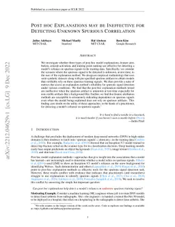 Post hoc Explanations may be Ineffective for Detecting Unknown Spurious
  Correlation