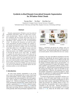 Synthetic-to-Real Domain Generalized Semantic Segmentation for 3D Indoor
  Point Clouds