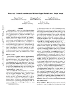 Physically Plausible Animation of Human Upper Body from a Single Image