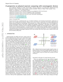 A perspective on physical reservoir computing with nanomagnetic devices