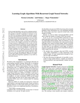 Learning Graph Algorithms With Recurrent Graph Neural Networks