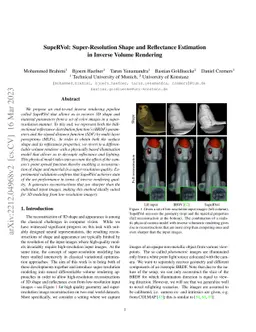 SupeRVol: Super-Resolution Shape and Reflectance Estimation in Inverse
  Volume Rendering