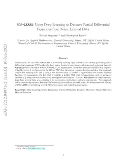 PDE-LEARN: Using Deep Learning to Discover Partial Differential
  Equations from Noisy, Limited Data