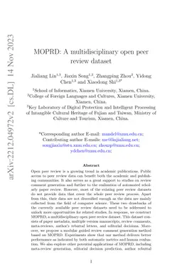 MOPRD: A multidisciplinary open peer review dataset